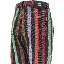 Cotton denim jeans with striped motif