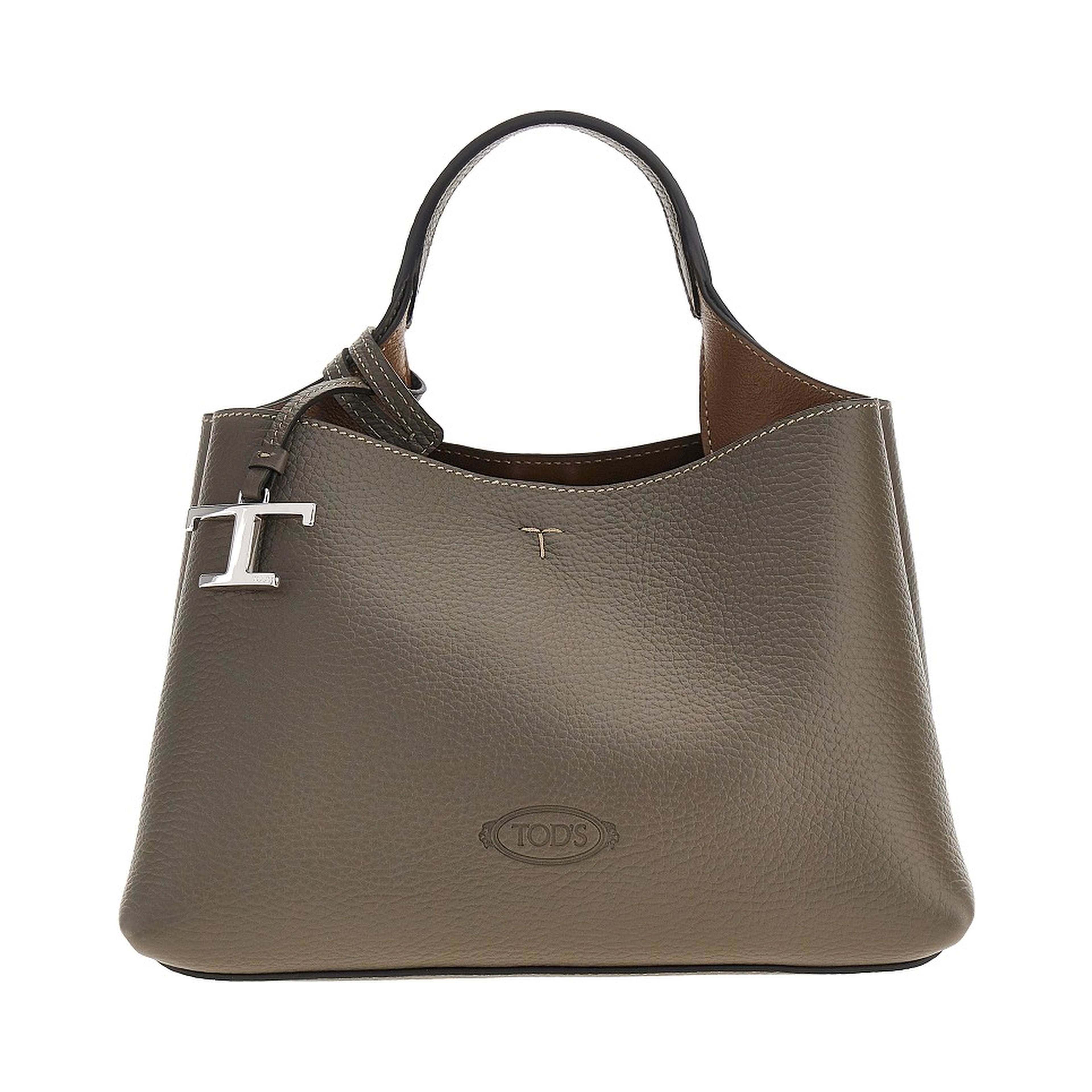 Grained leather micro shopping bag