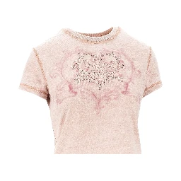 Strass-embellished burnout-effect T-shirt