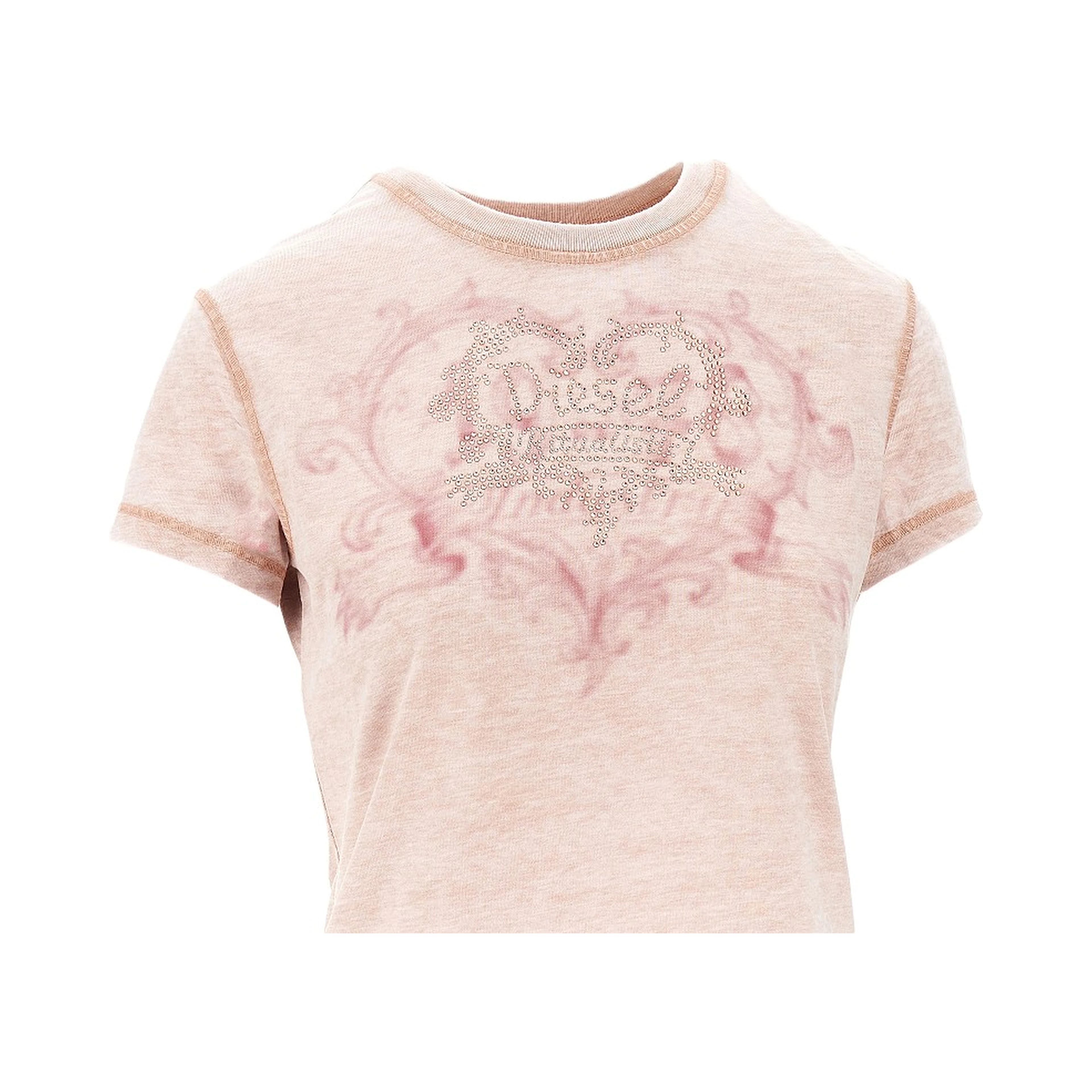 Strass-embellished burnout-effect T-shirt