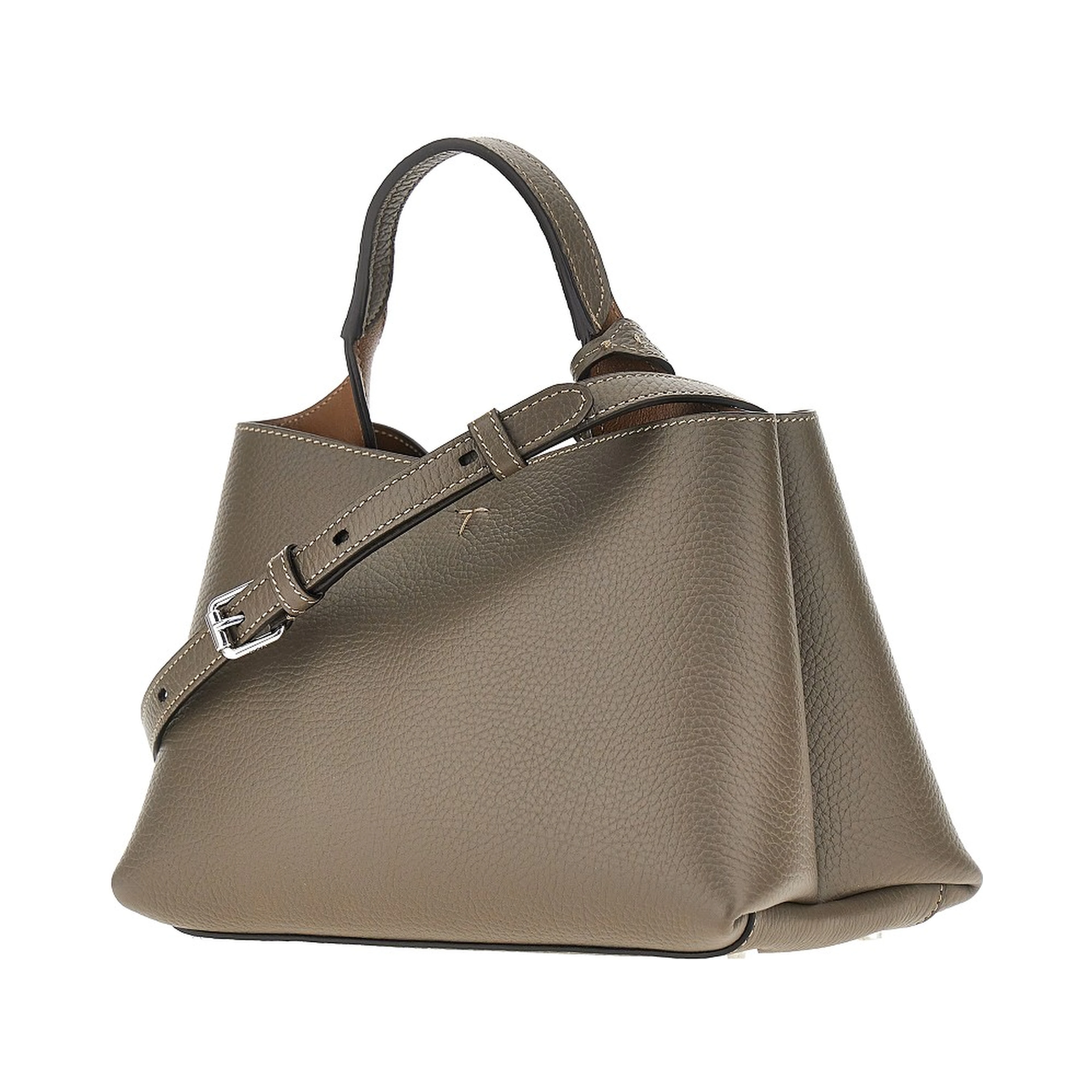 Grained leather micro shopping bag
