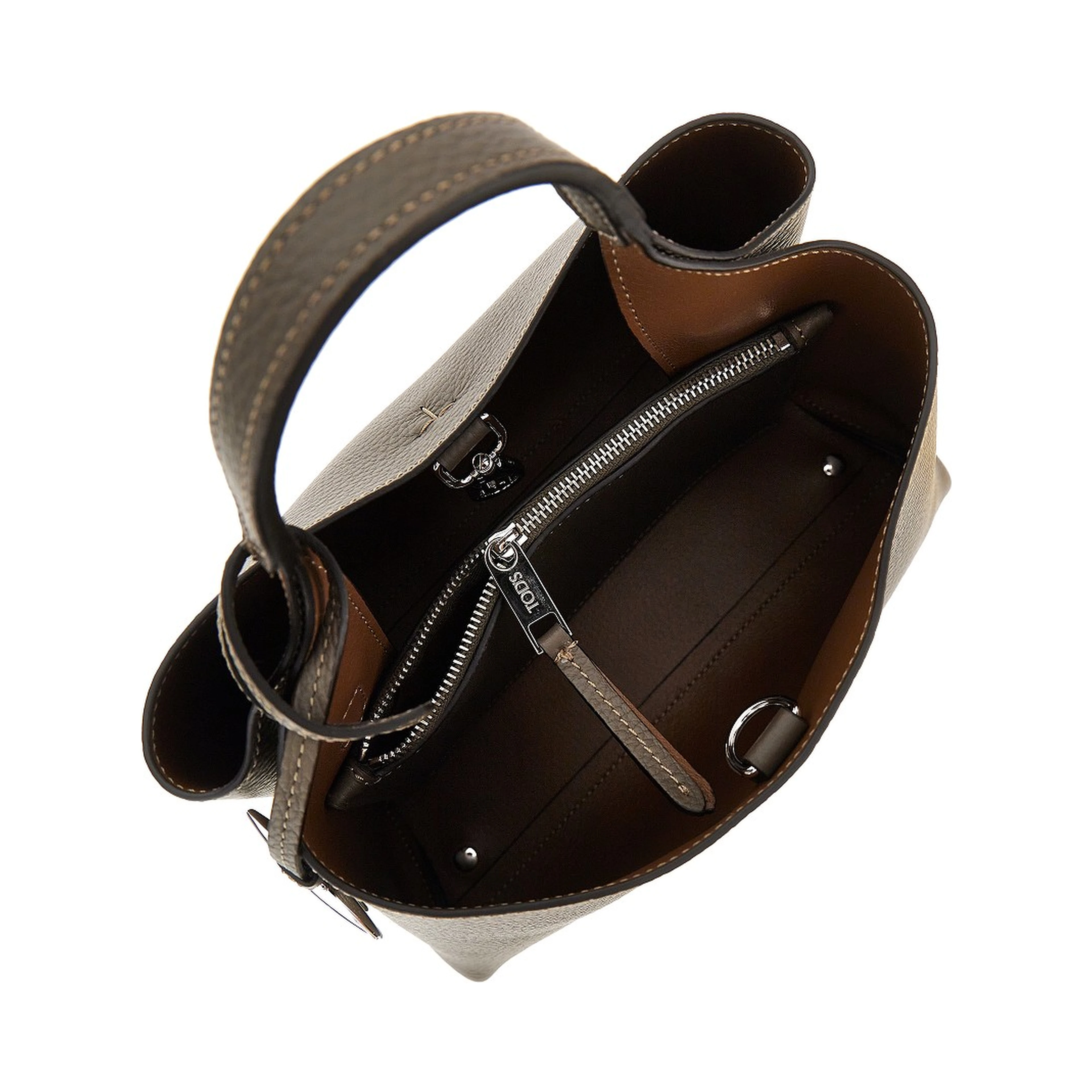Grained leather micro shopping bag