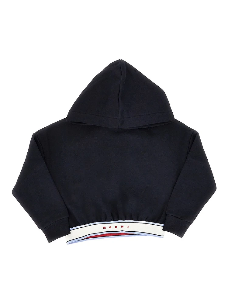 Cropped hoodie with branded elastic band