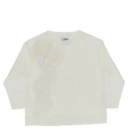Ruffled detail cotton T-shirt