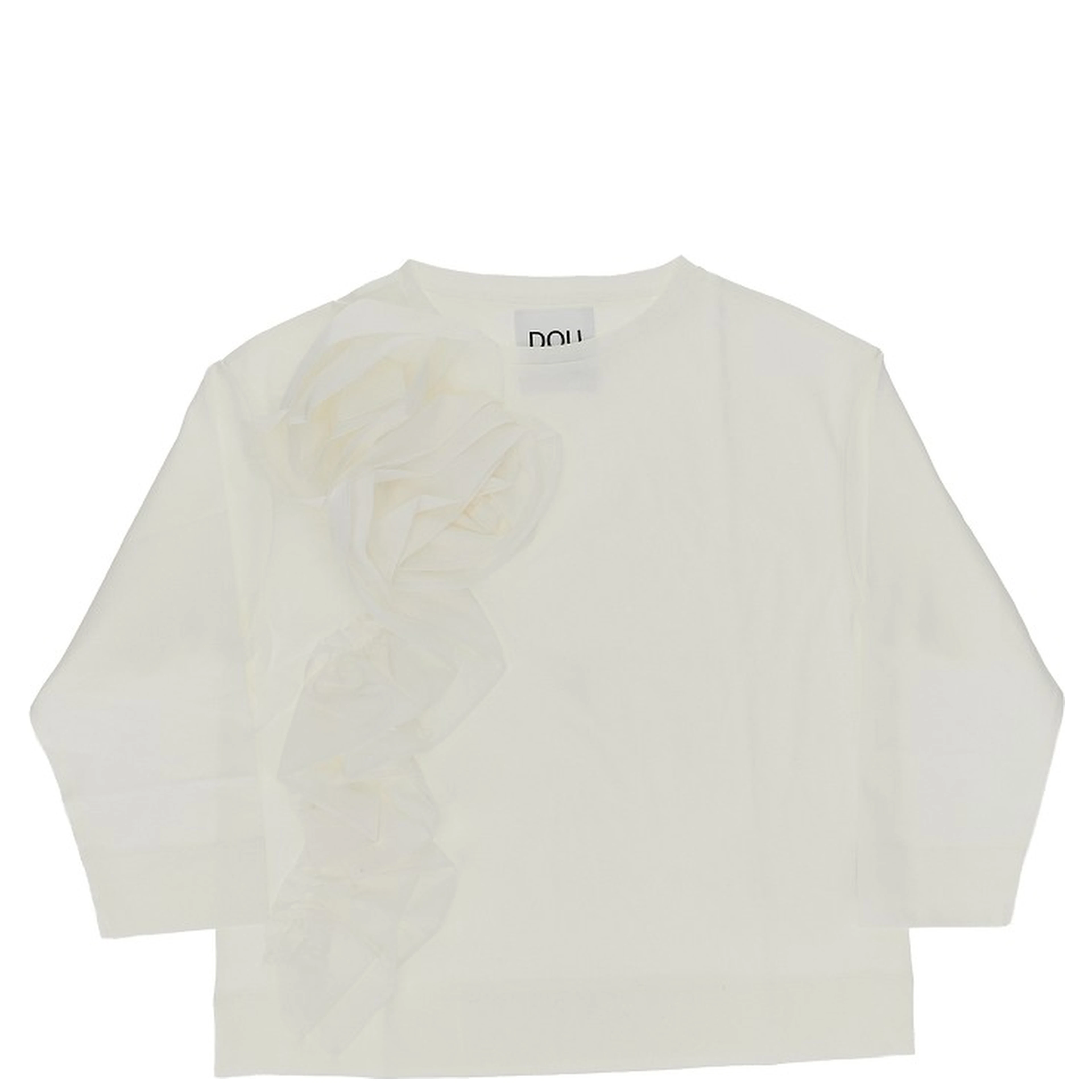 Ruffled detail cotton T-shirt