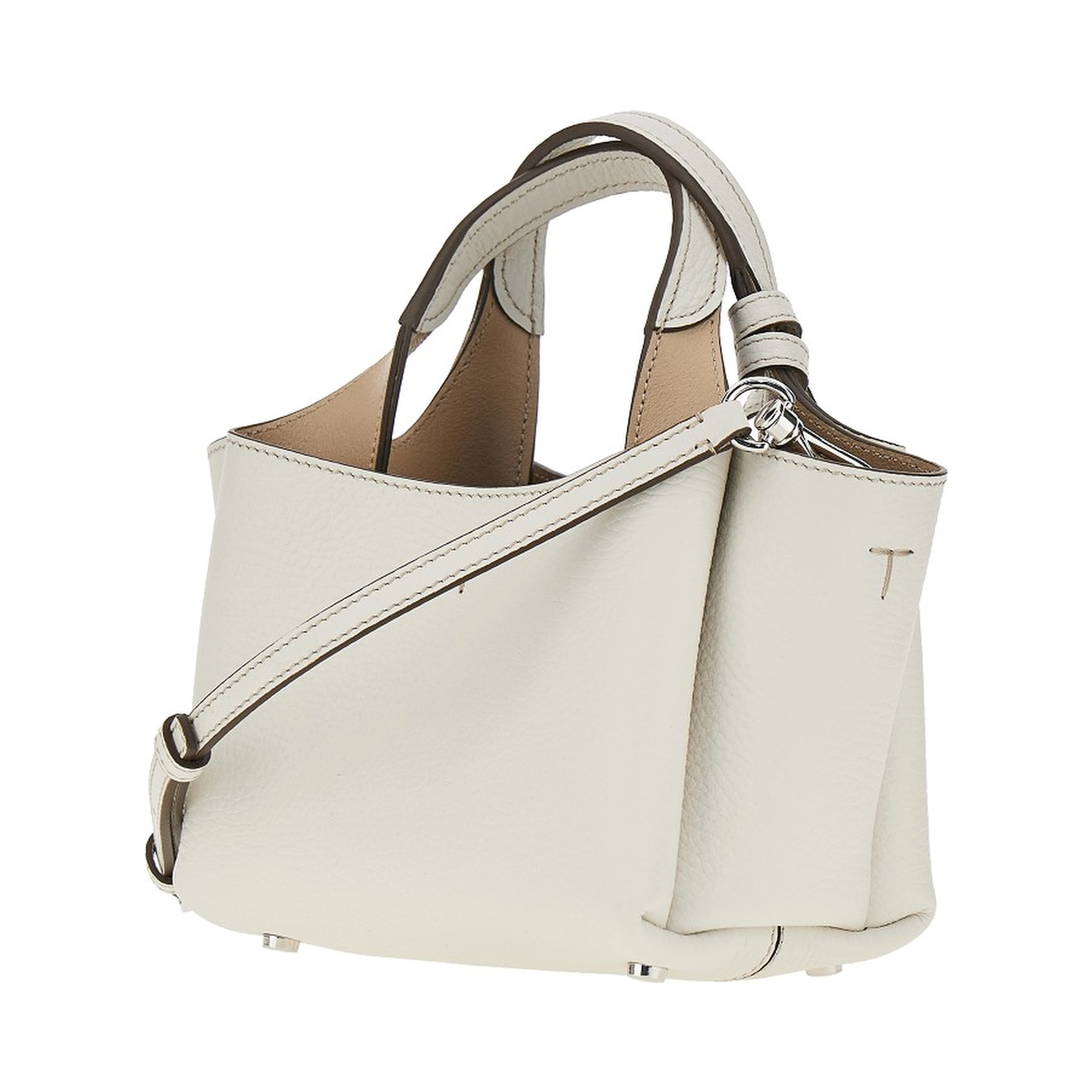 Grained leather mini shopping bag