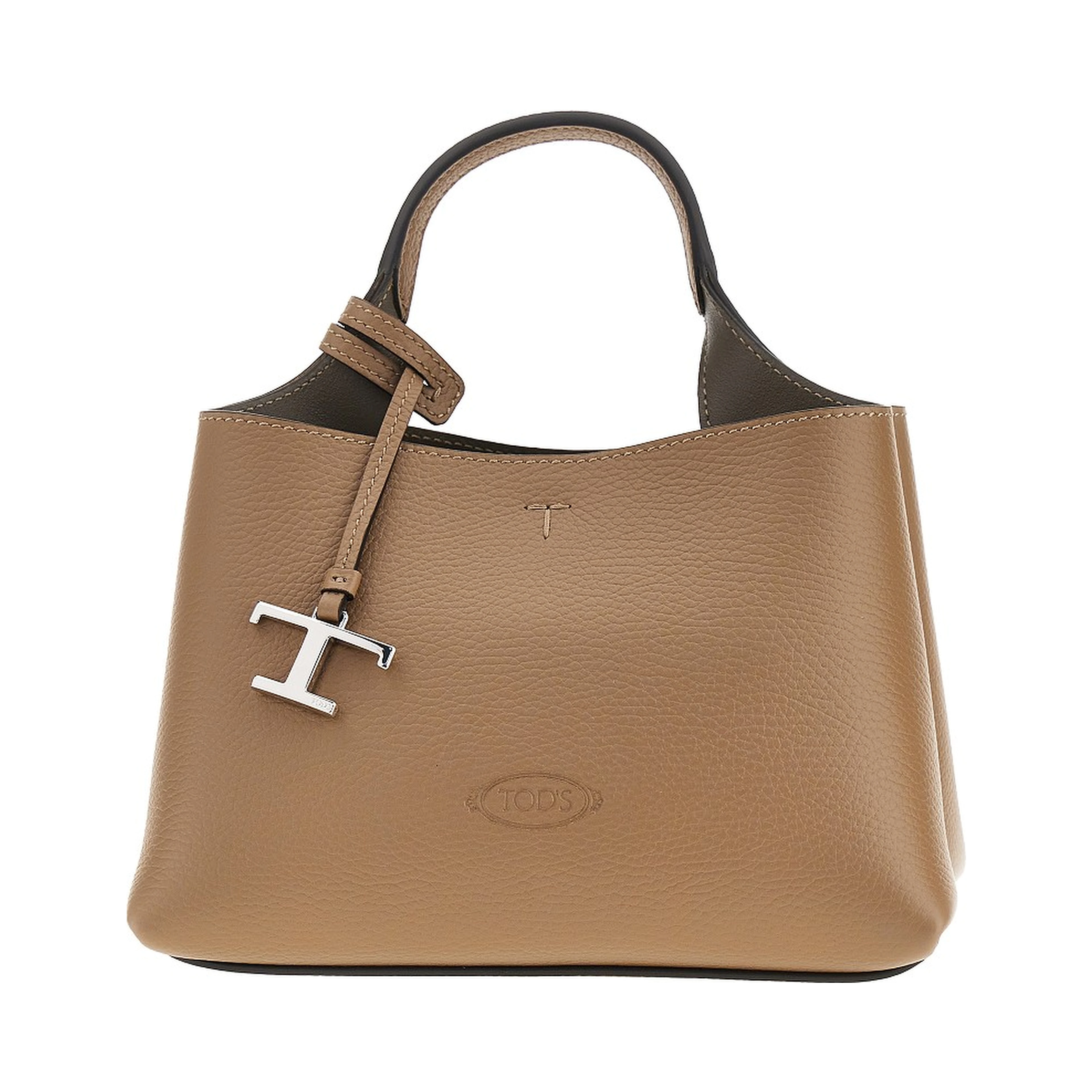 Grained leather micro shopping bag