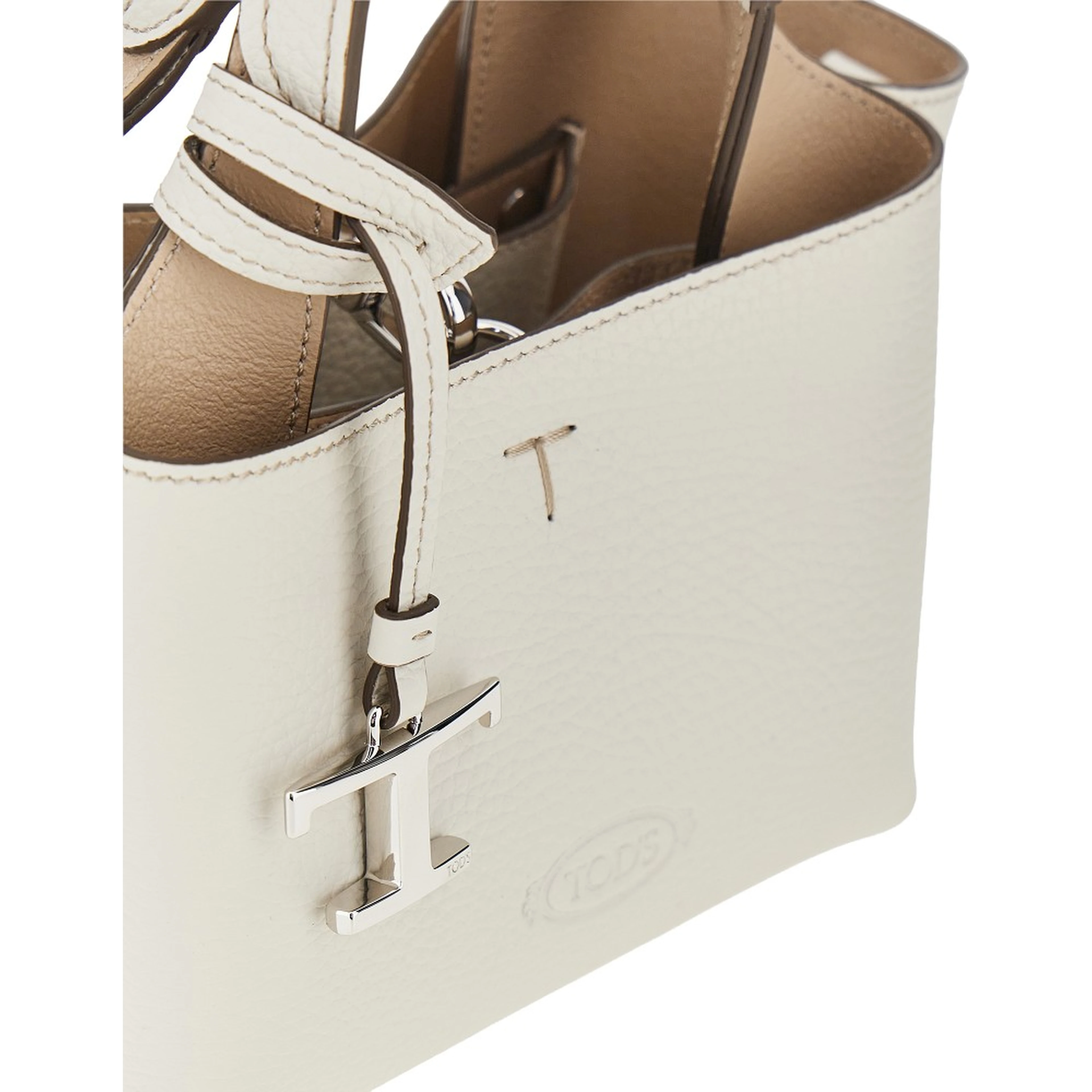 Grained leather mini shopping bag