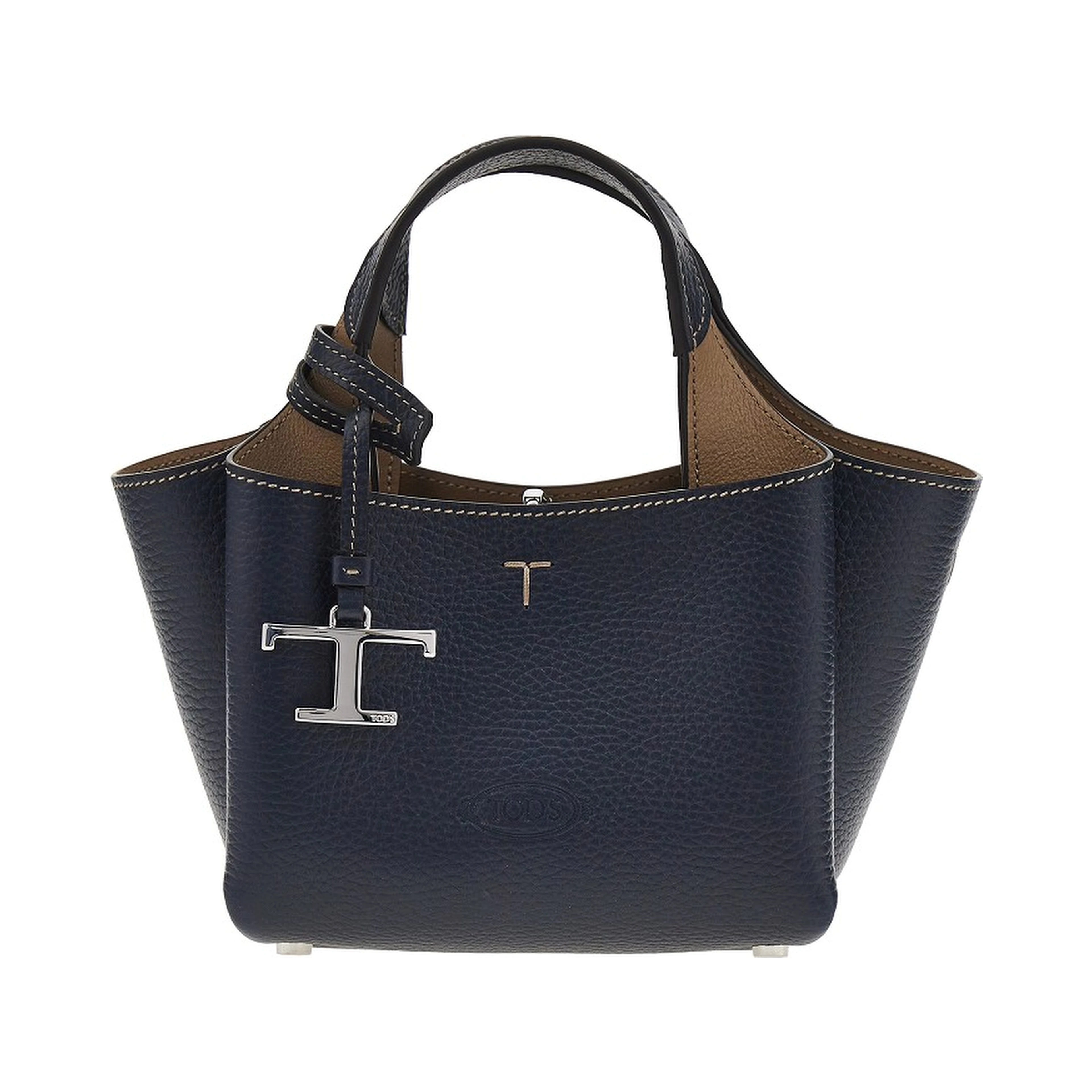 Grained leather mini shopping bag