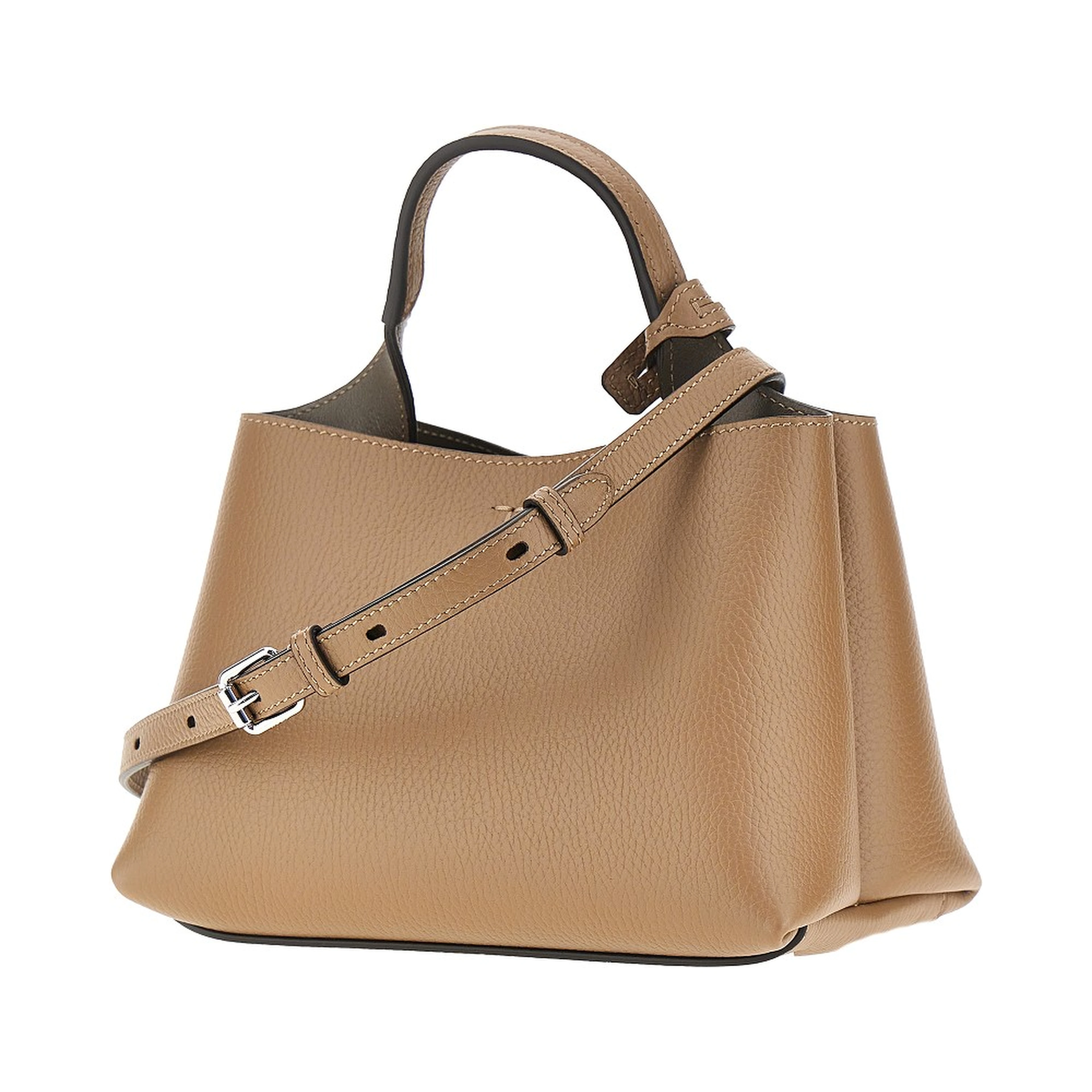 Grained leather micro shopping bag