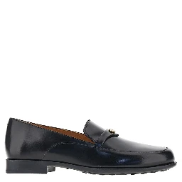 Leather loafers with logo medal