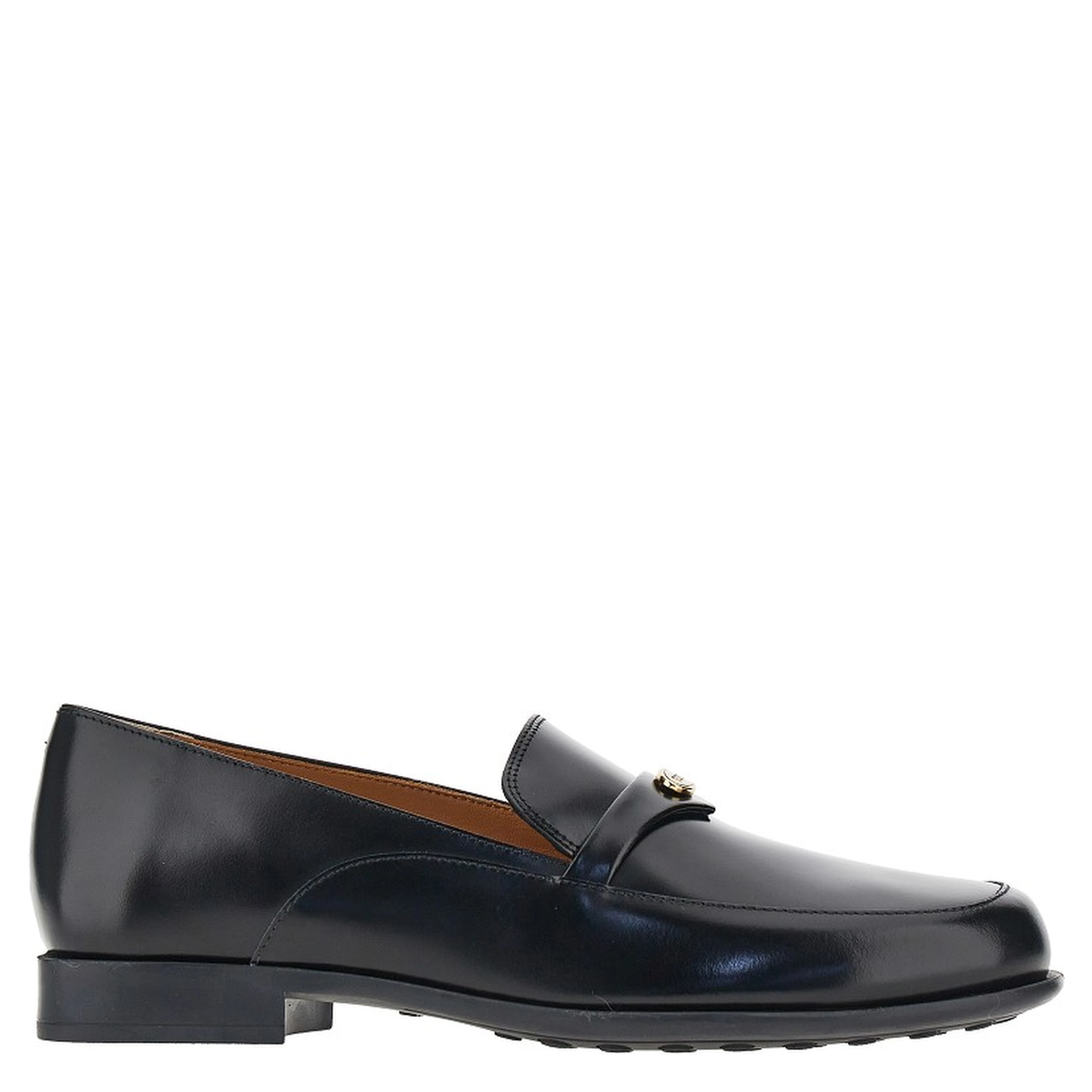 Leather loafers with logo medal