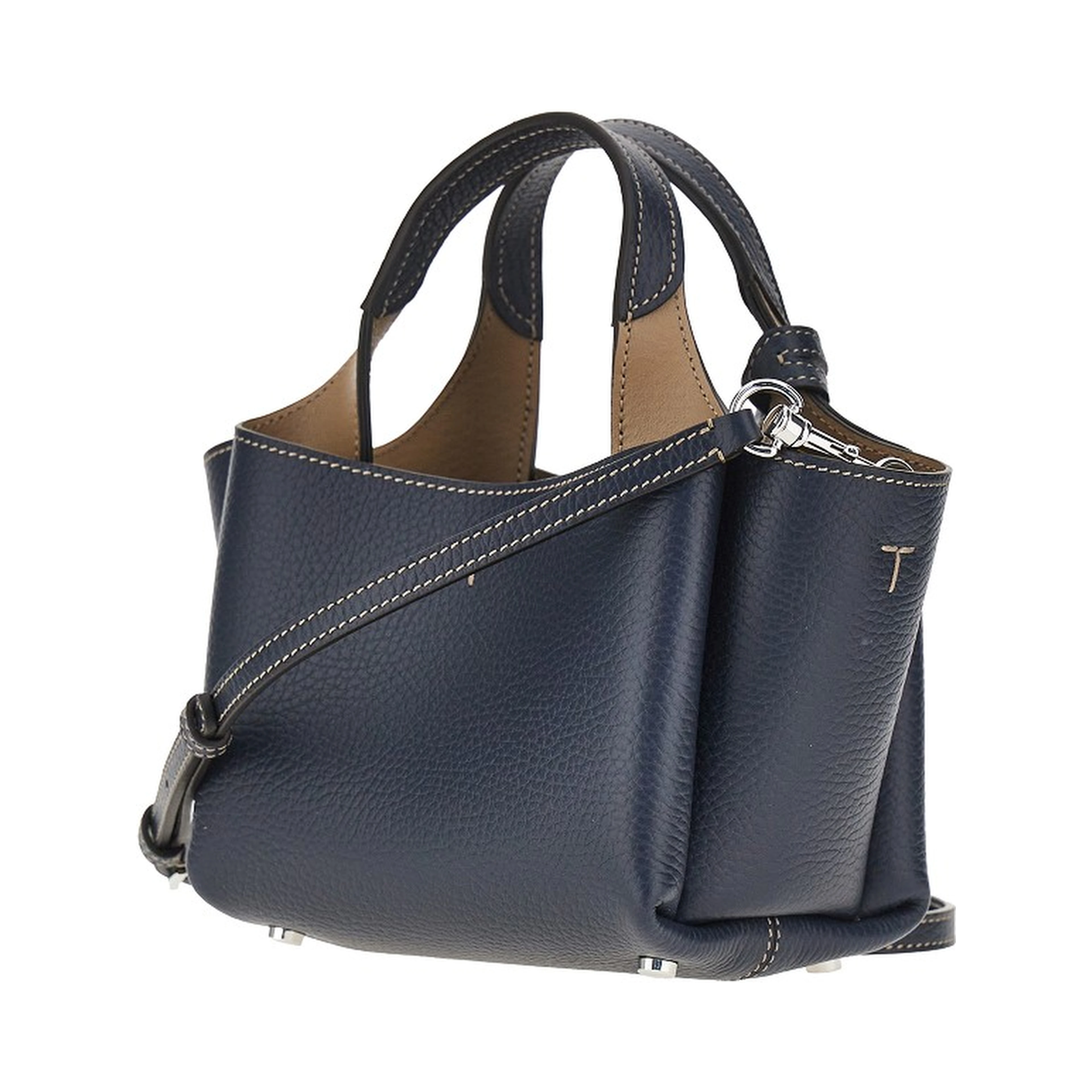 Grained leather mini shopping bag
