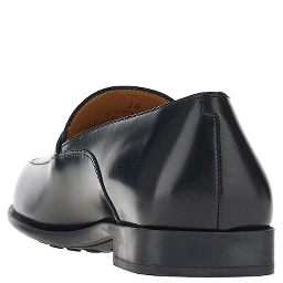 Leather loafers with logo medal