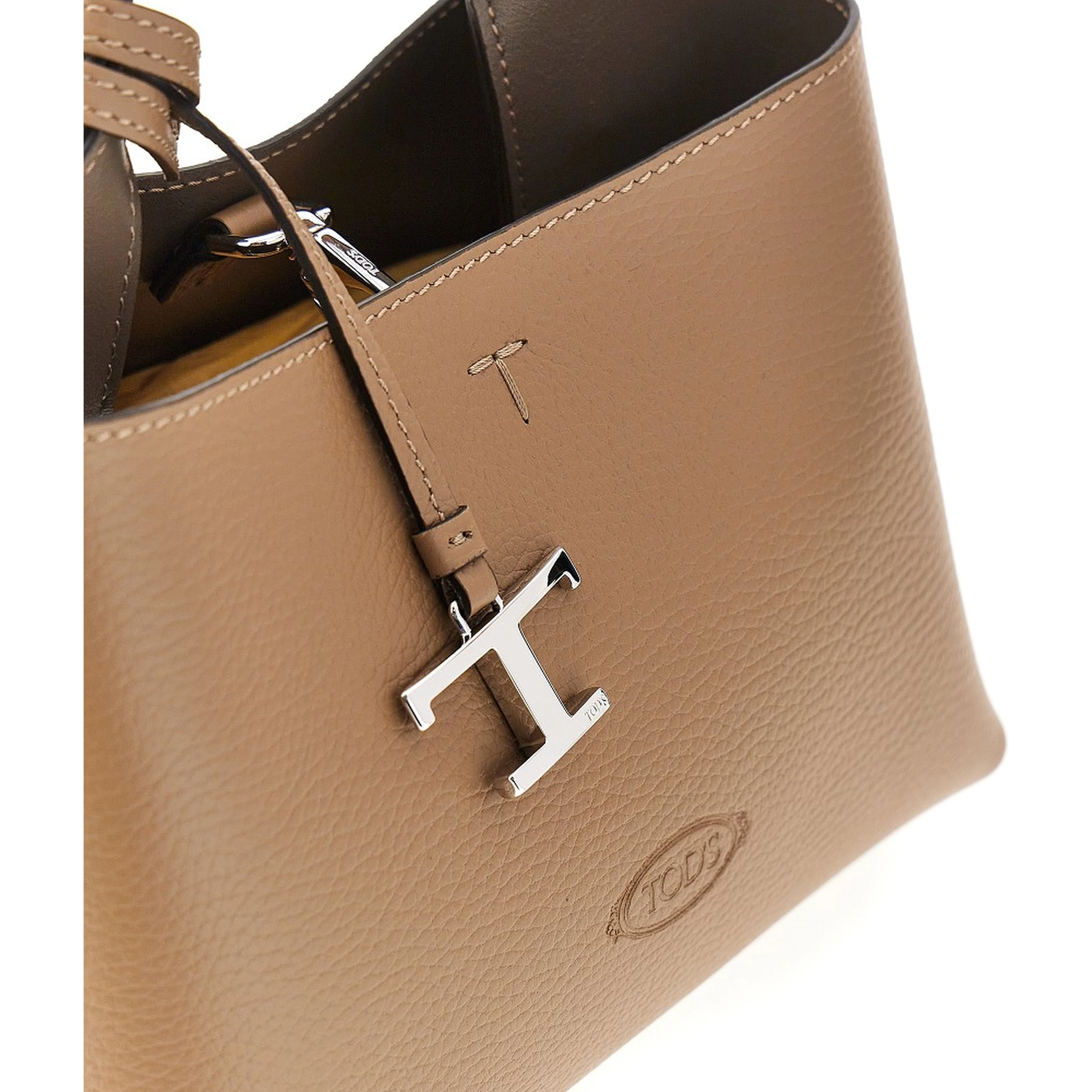 Grained leather micro shopping bag