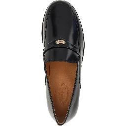 Leather loafers with logo medal
