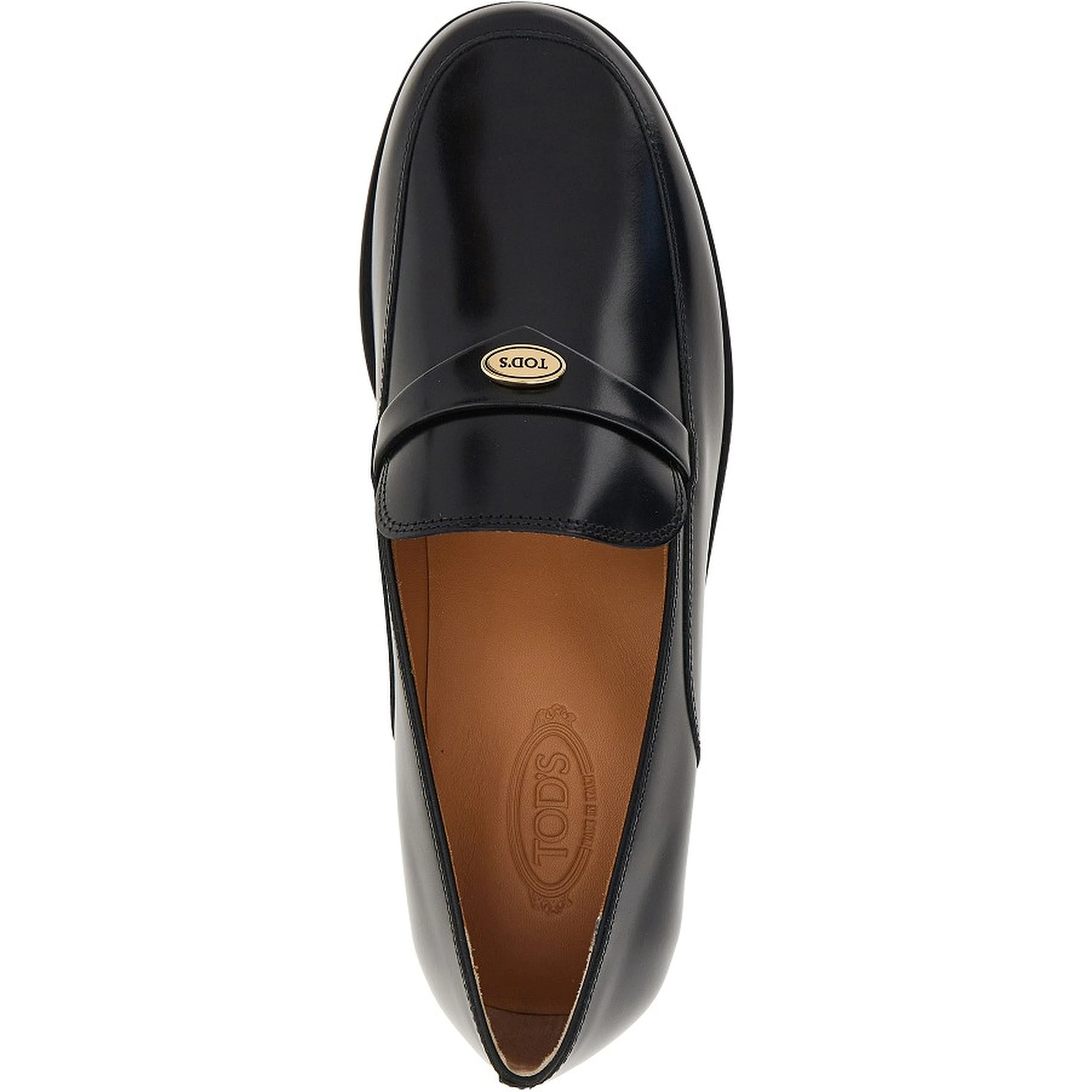 Leather loafers with logo medal