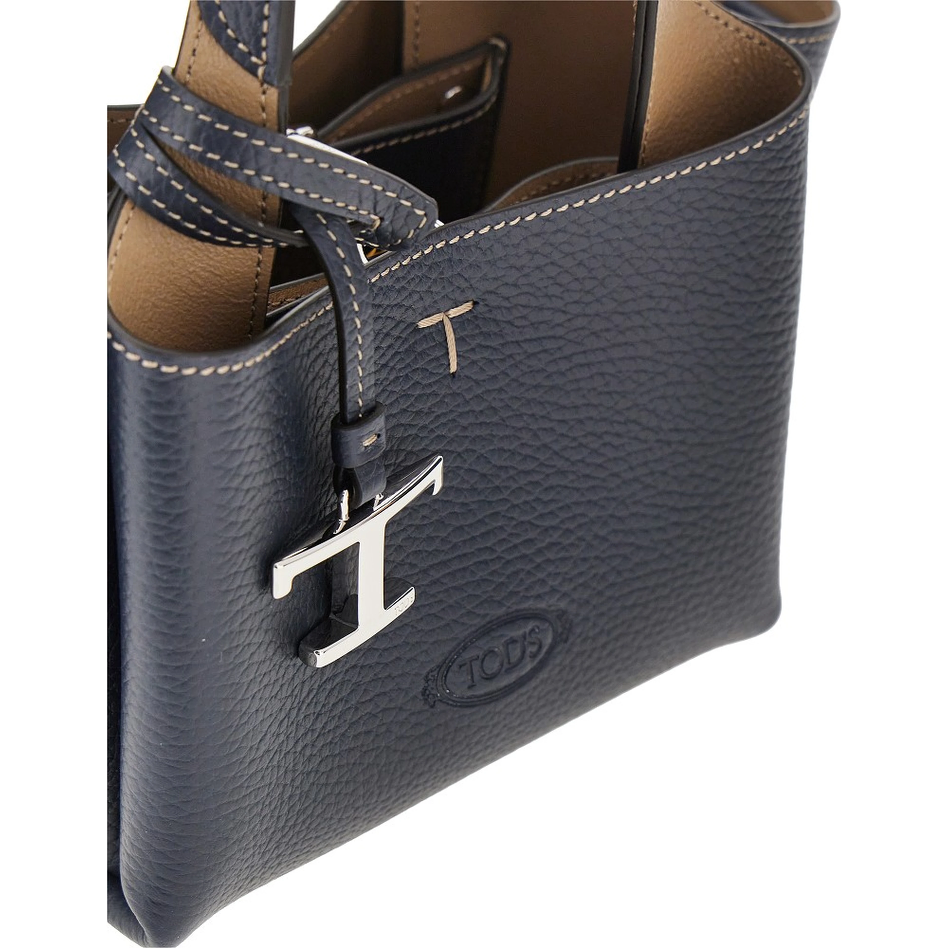 Grained leather mini shopping bag