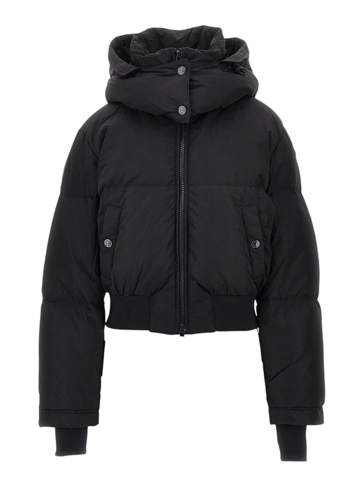Hooded short down jacket