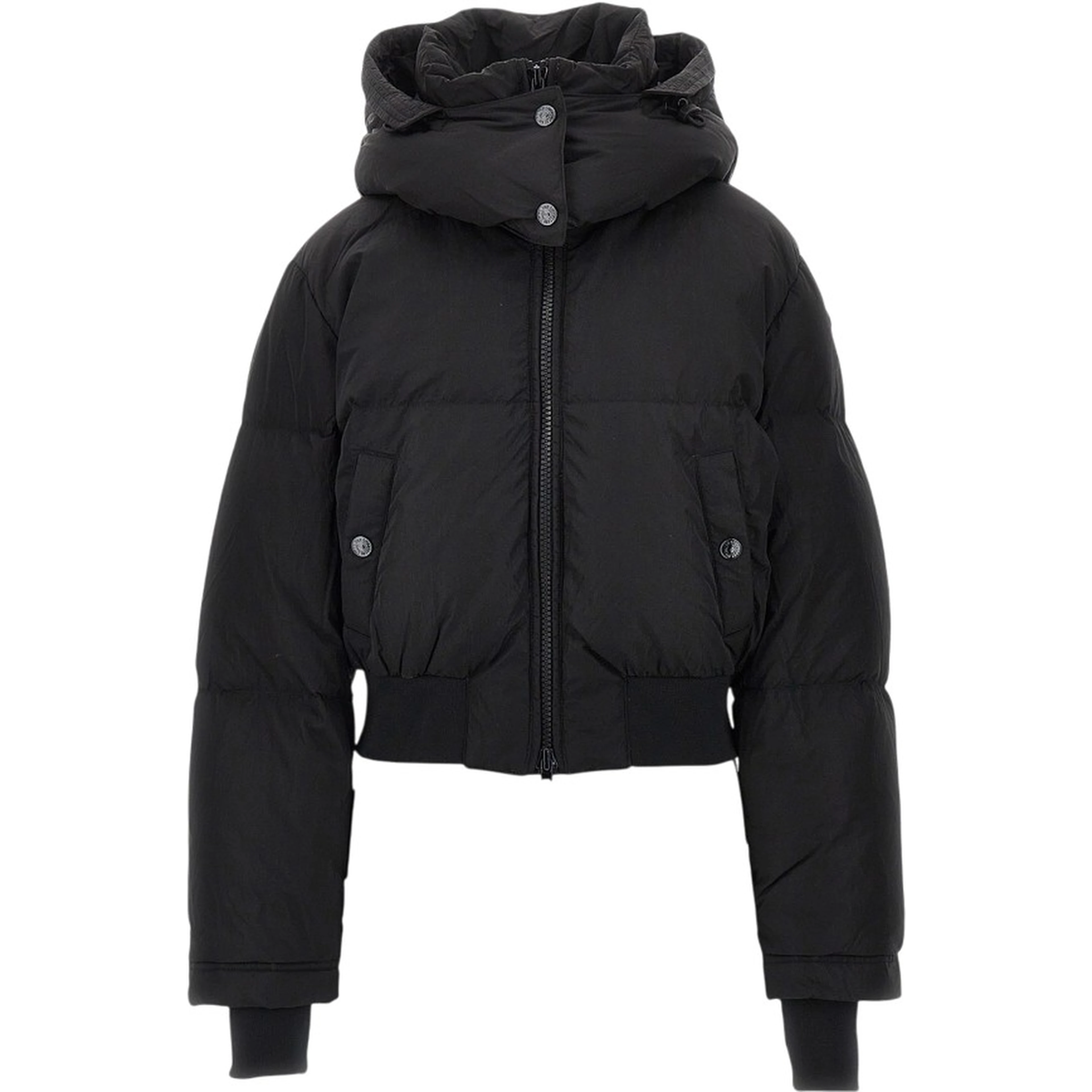 Hooded short down jacket