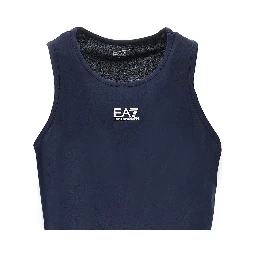 Cotton tank top with logo print