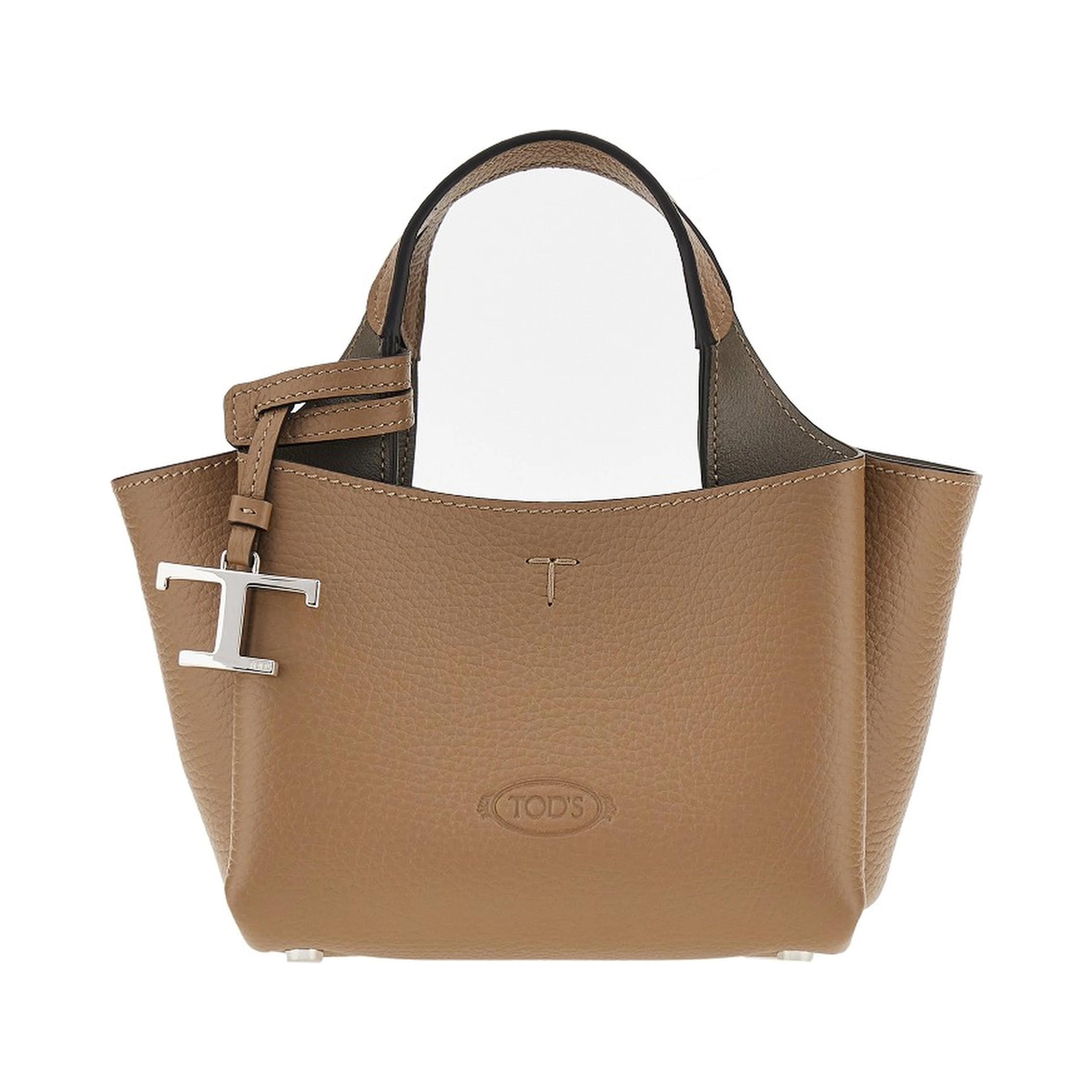 Grained leather mini shopping bag