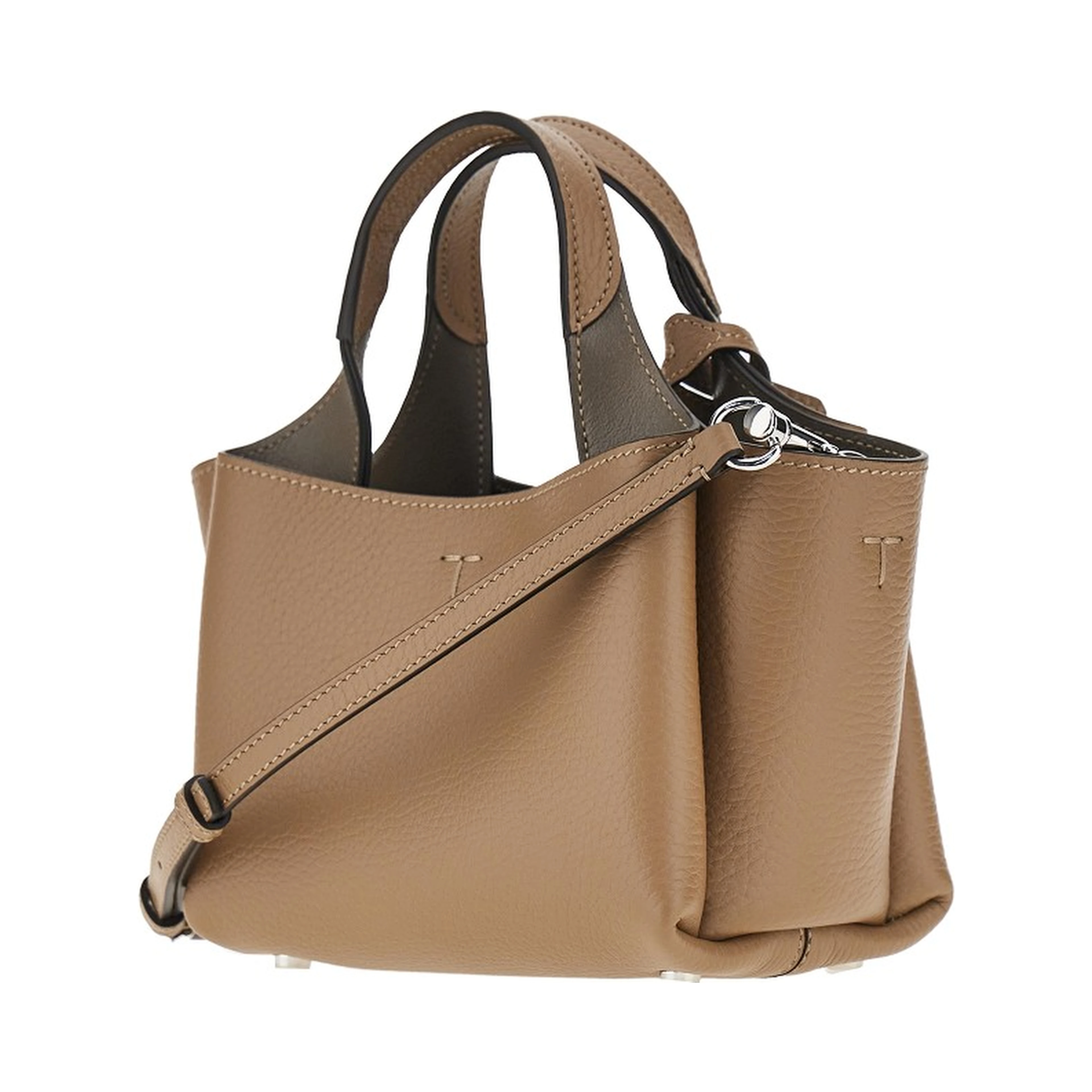 Grained leather mini shopping bag