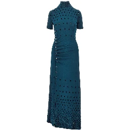 Jersey long dress with flocked holes
