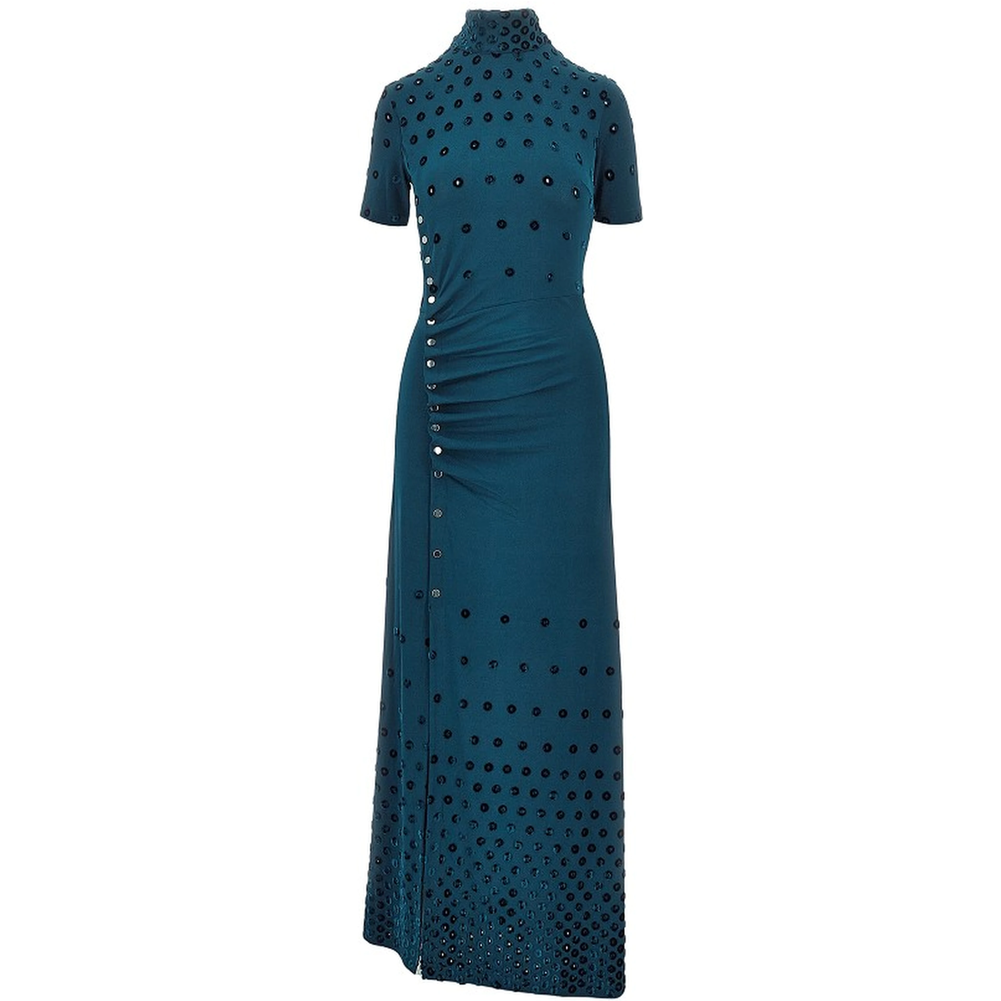 Jersey long dress with flocked holes