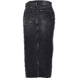 Denim midi skirt with front zip