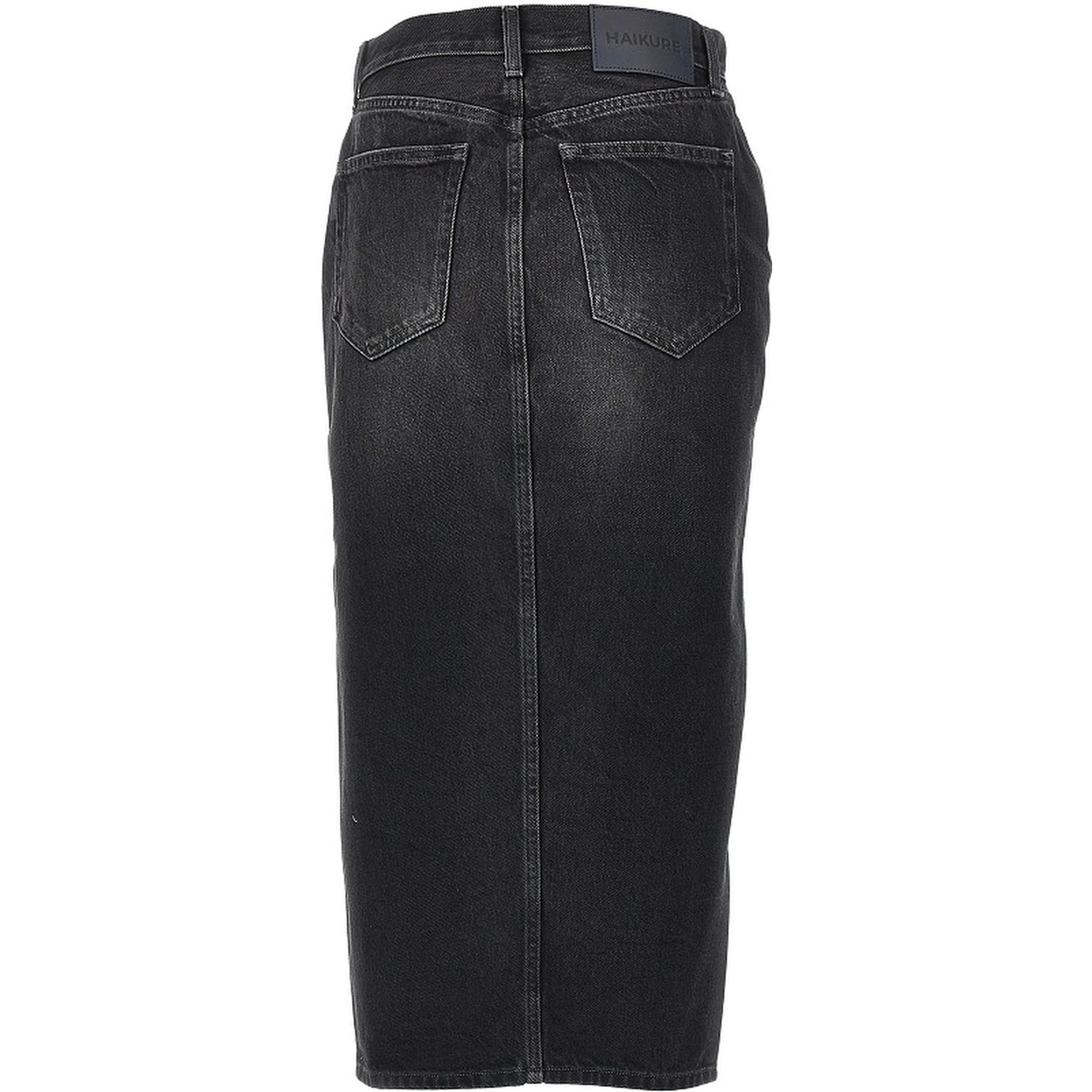 Denim midi skirt with front zip