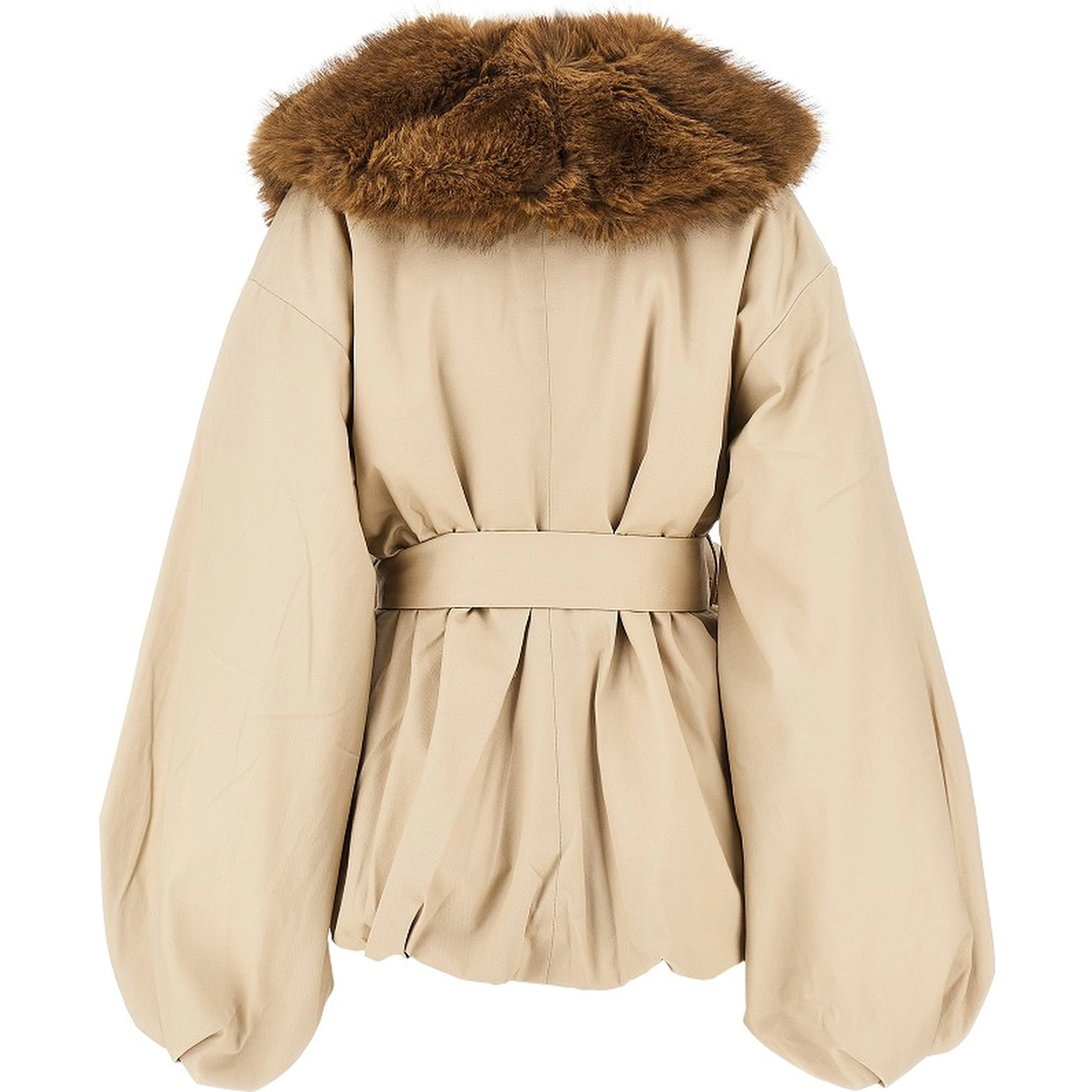 Faux fur collar twill jacket