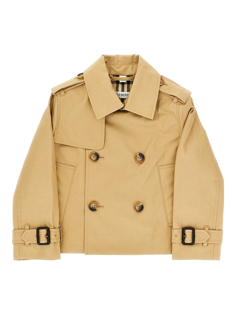 Cotton twill short trench coat