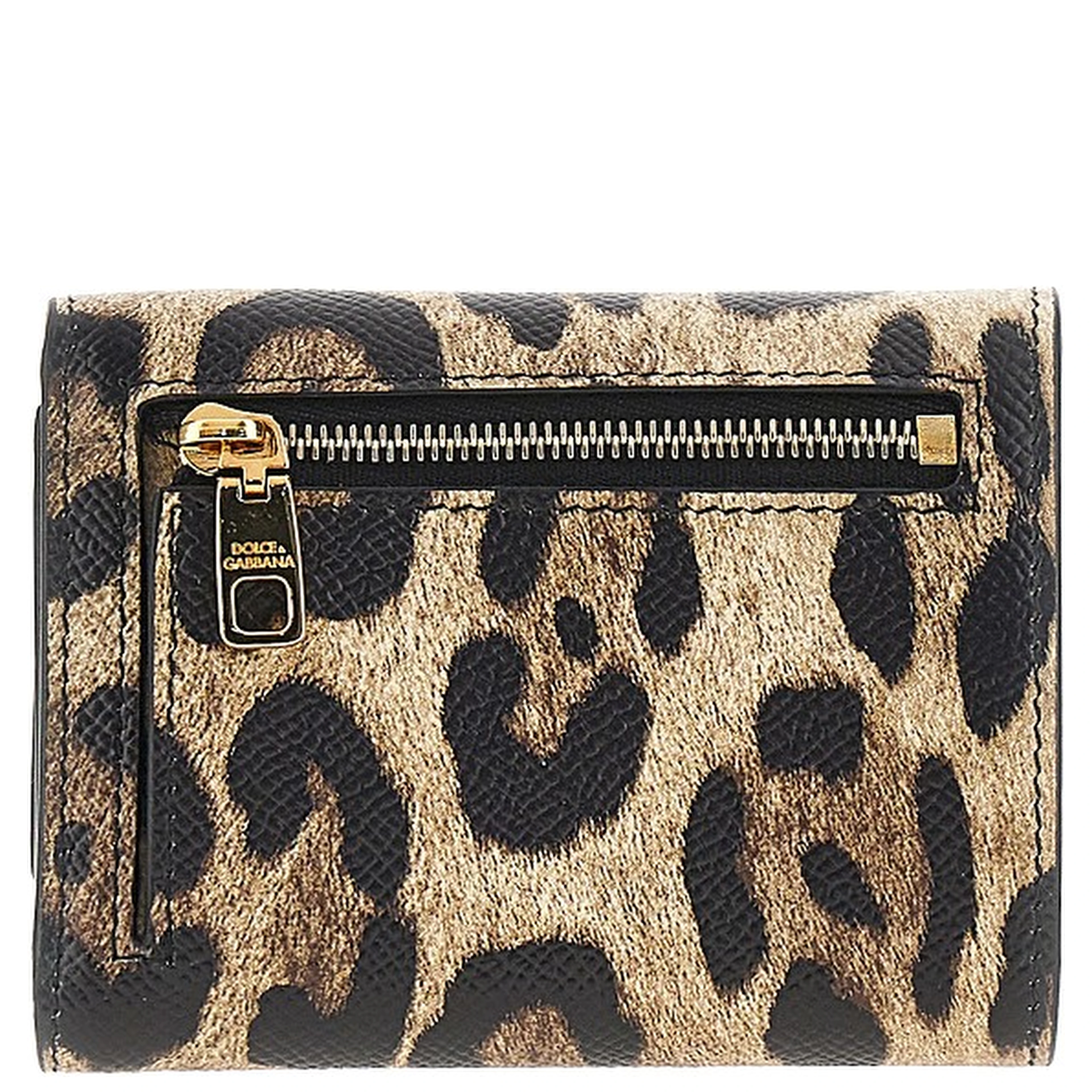 Leopard-print leather french flap wallet