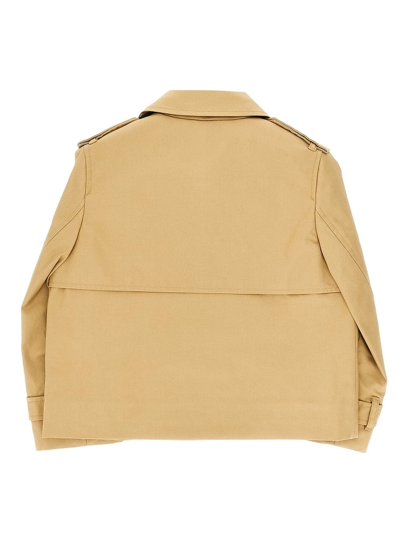 Cotton twill short trench coat