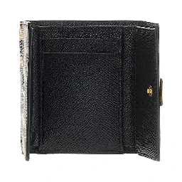 Leopard-print leather french flap wallet