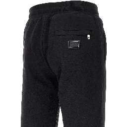 French terry pants with logo plate