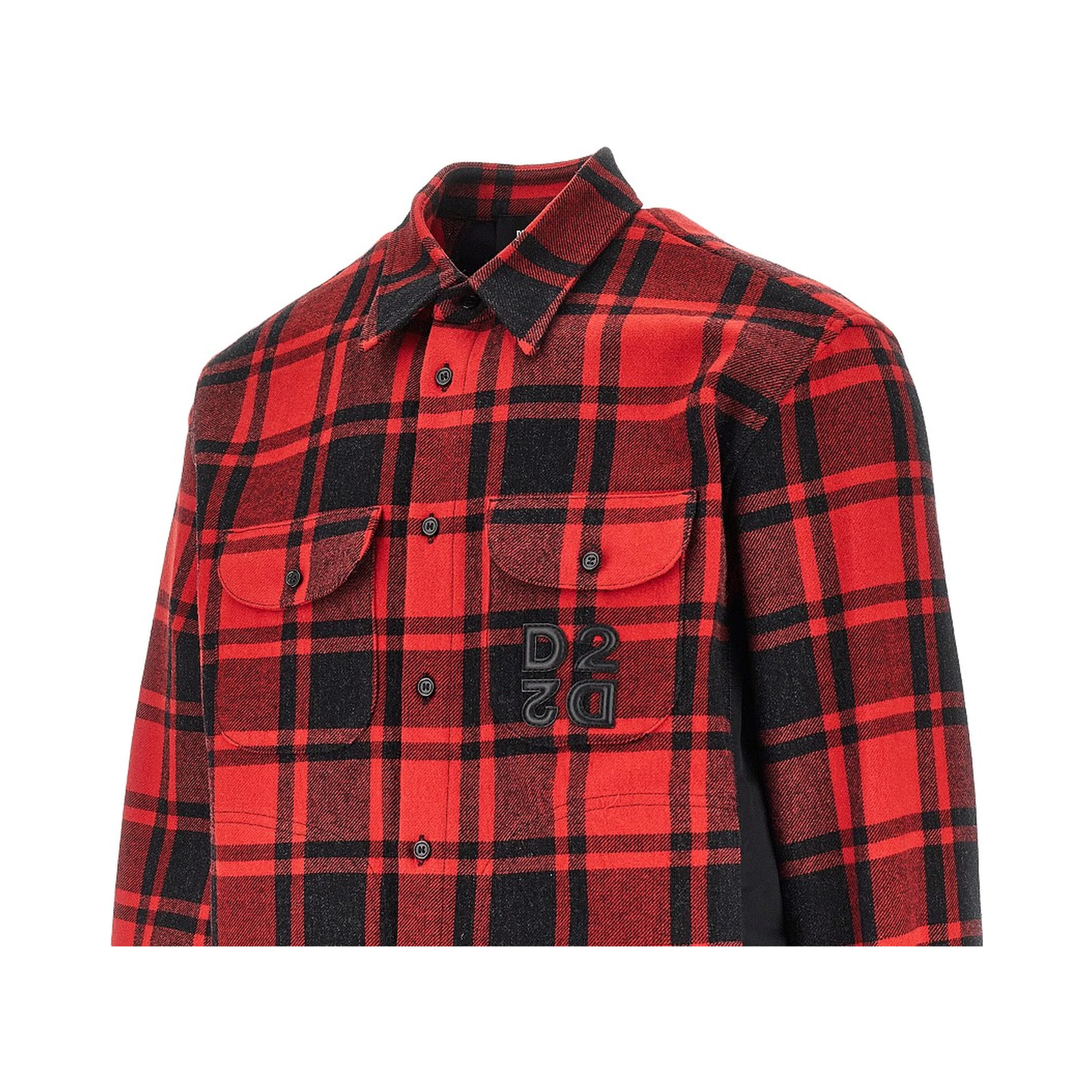Nylon and flannel hybrid overshirt