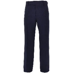 Wool pants with waist straps