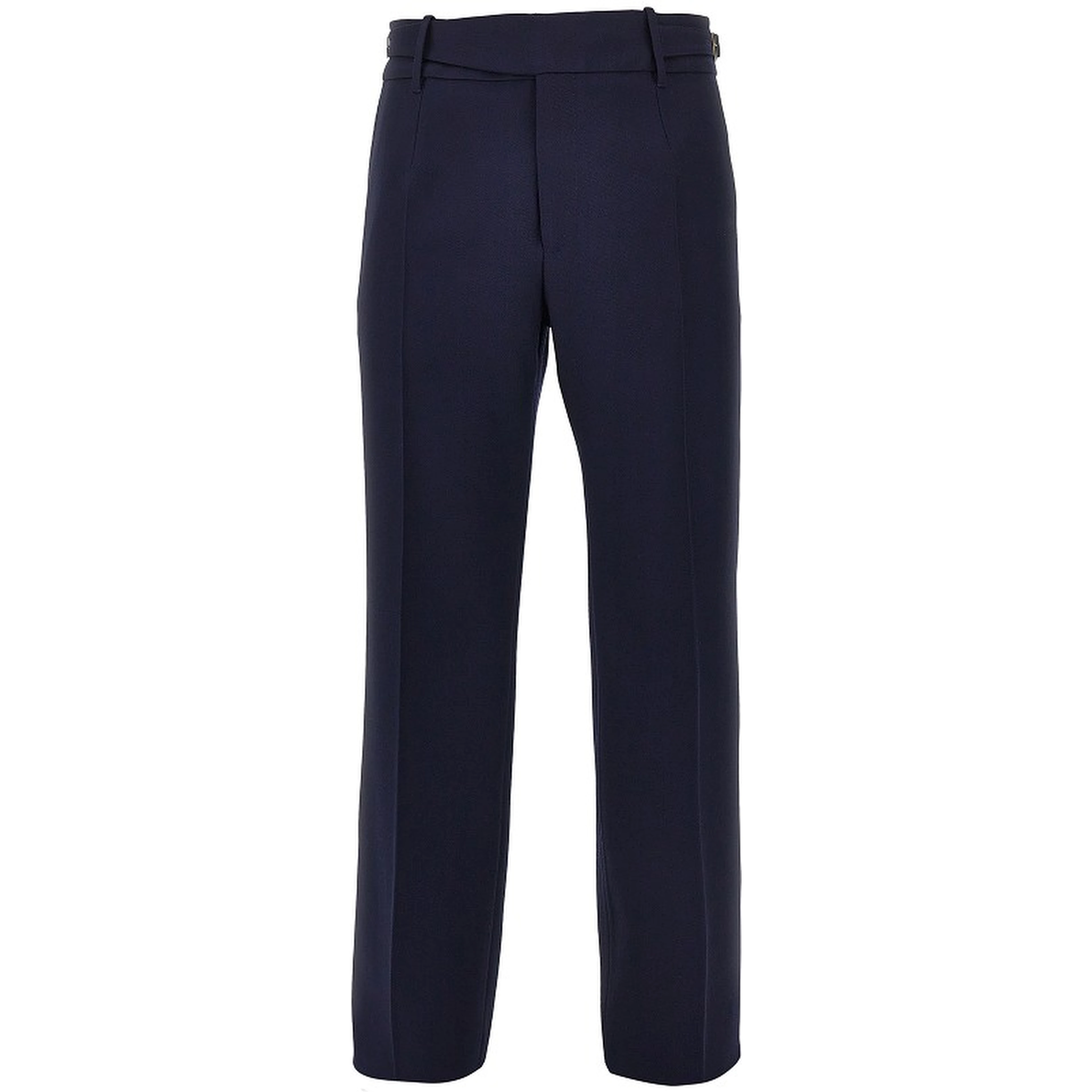 Wool pants with waist straps