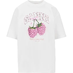 Cotton T-shirt with 'Raspberries' print