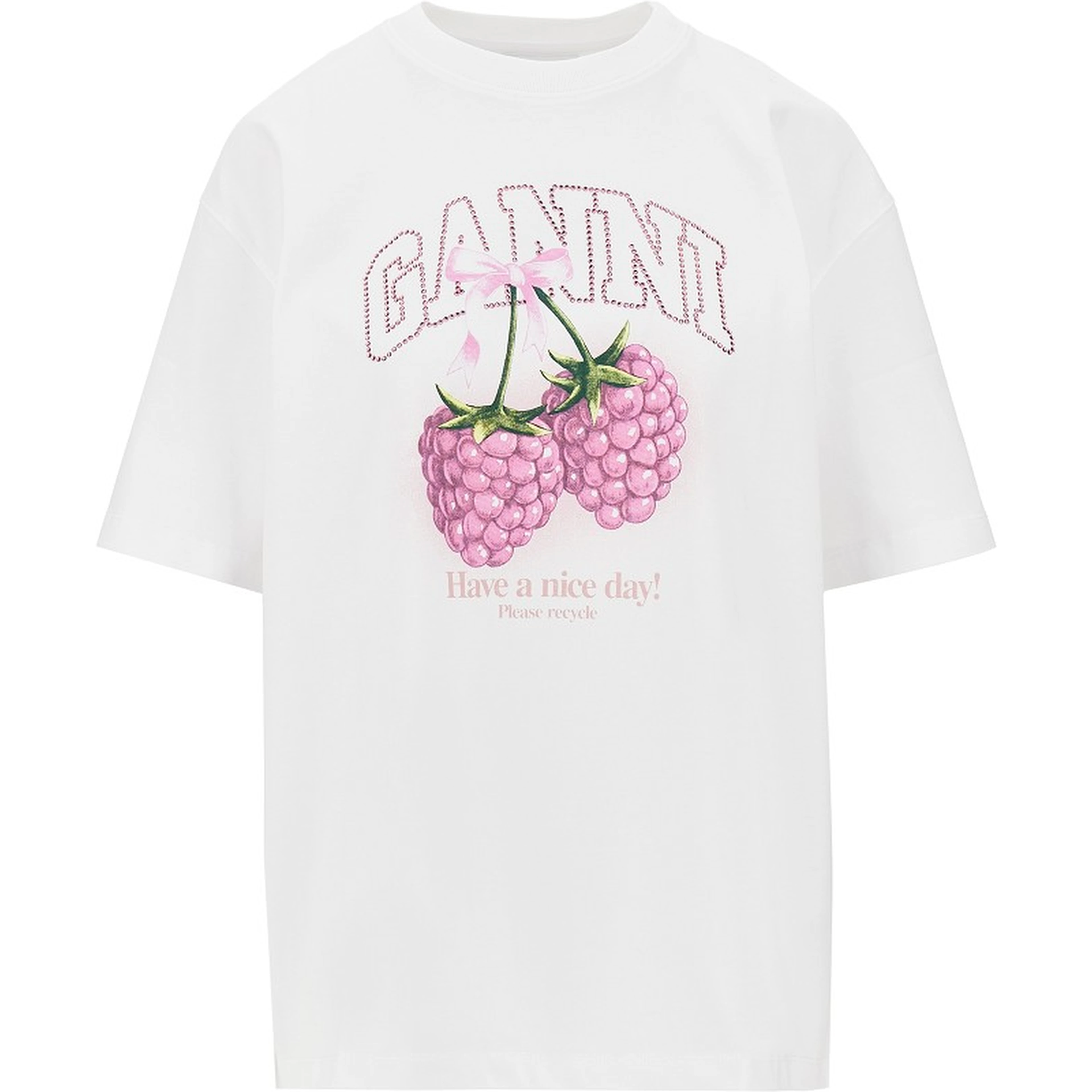 Cotton T-shirt with 'Raspberries' print