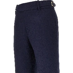 Wool pants with waist straps