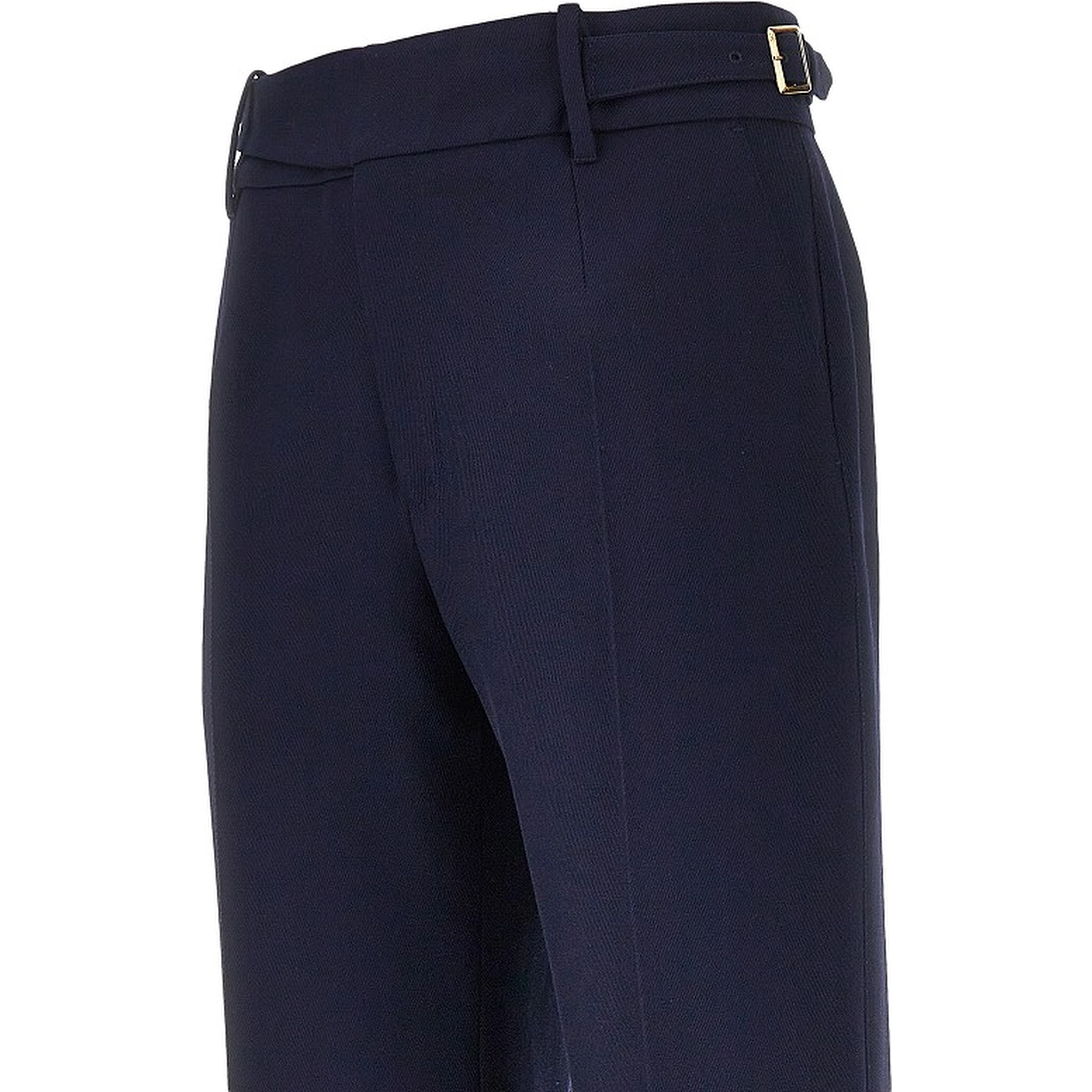 Wool pants with waist straps