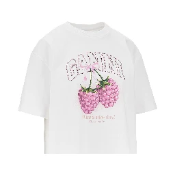 Cotton T-shirt with 'Raspberries' print