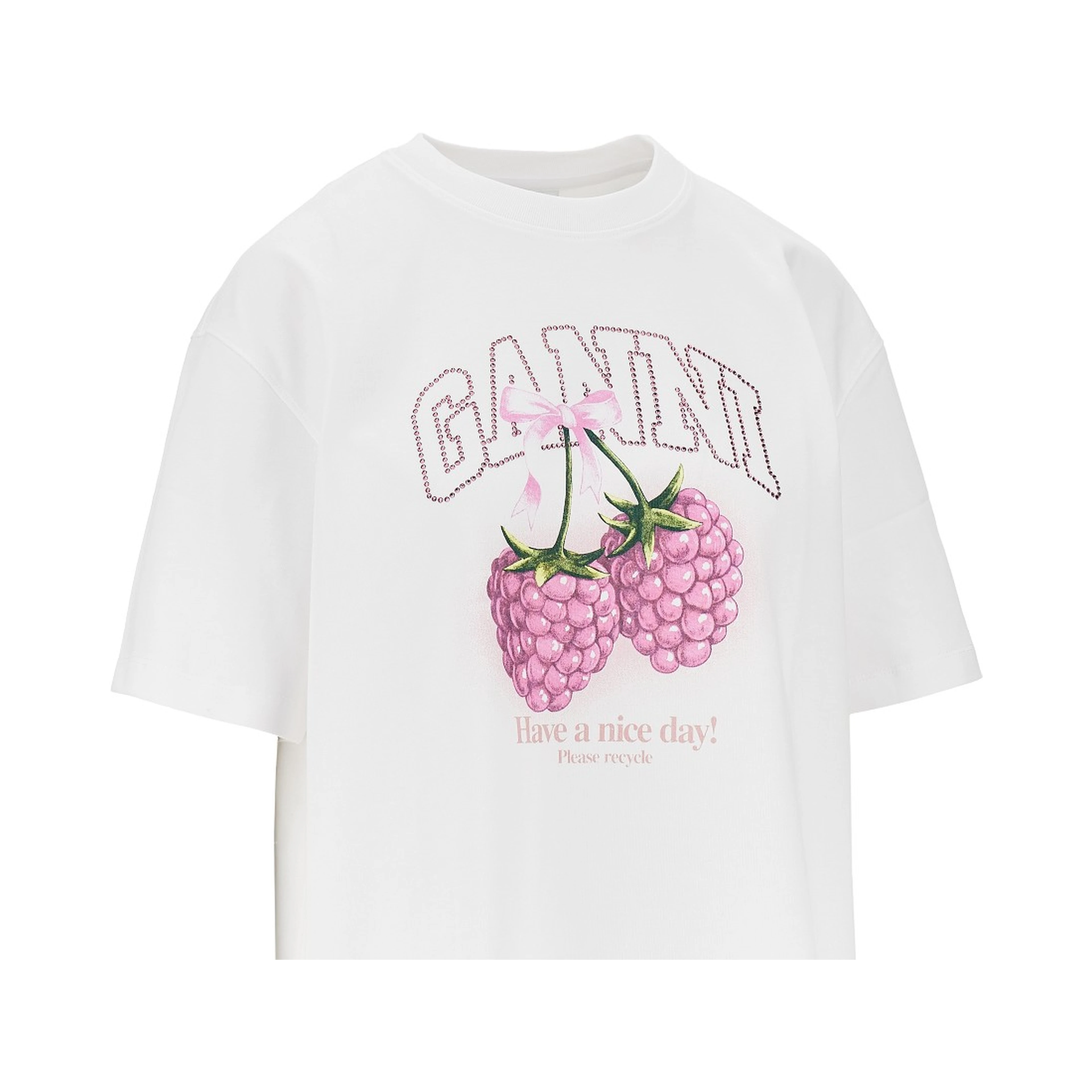Cotton T-shirt with 'Raspberries' print