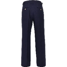 Wool pants with waist straps