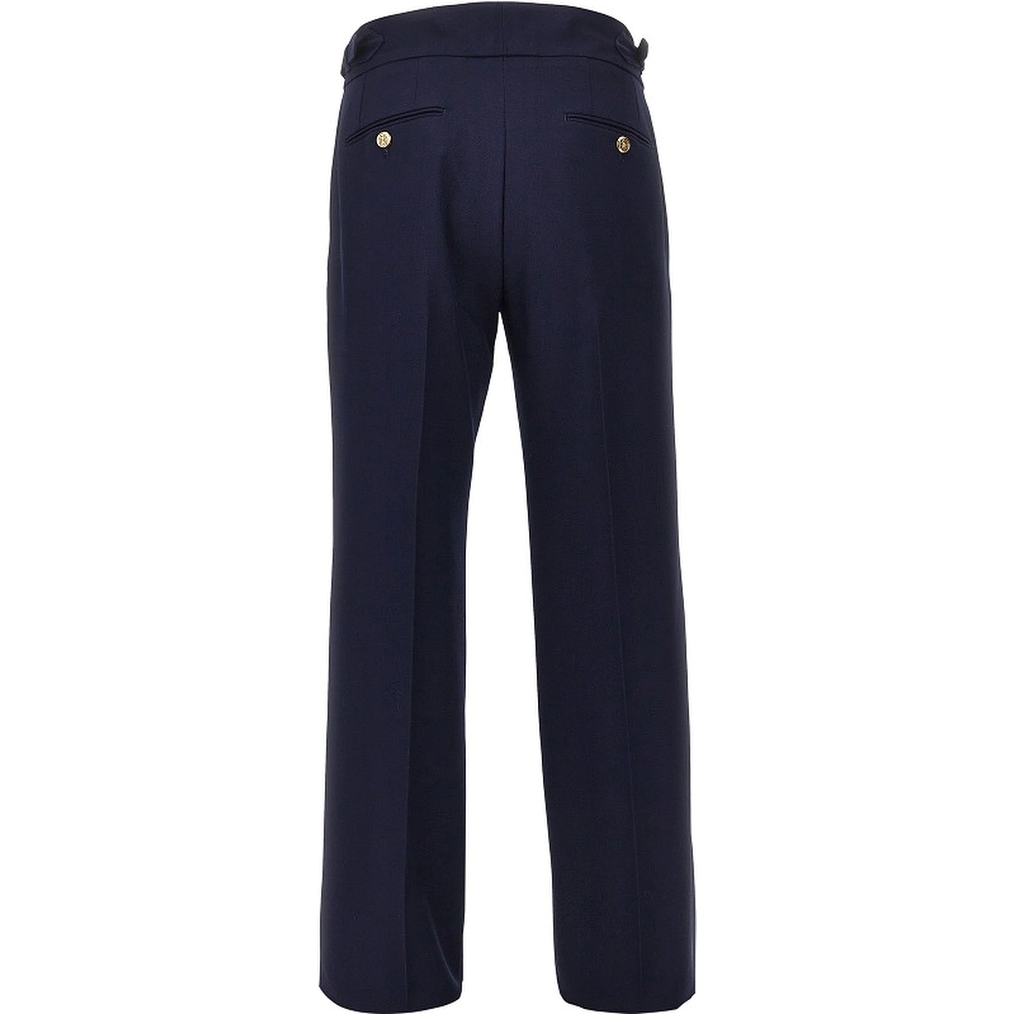 Wool pants with waist straps