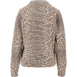 Wool-blend sweater with leopard motif