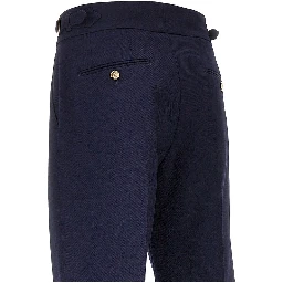 Wool pants with waist straps